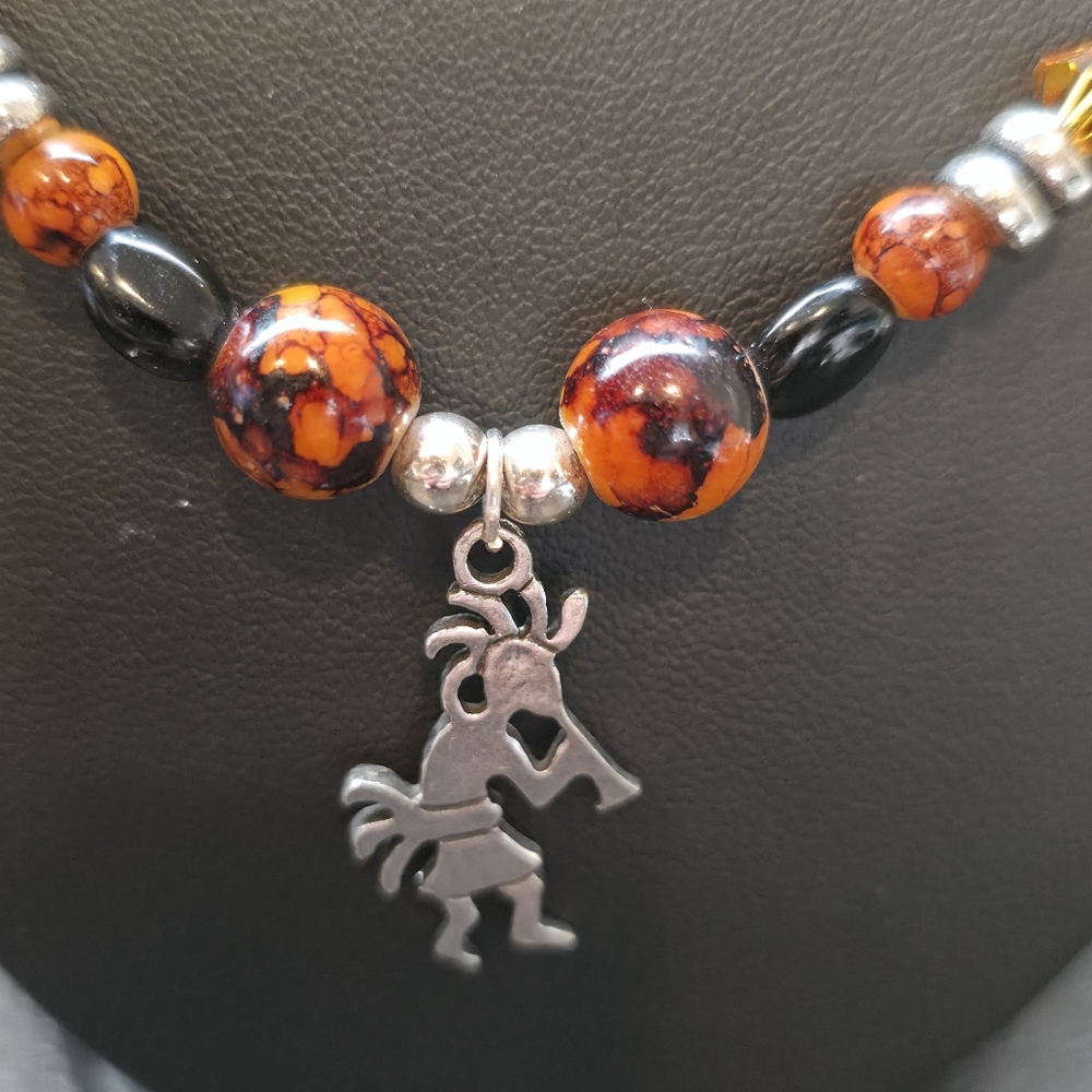 Southwestern Kokopelli Beaded Necklace | Artisan-Style Glass beads  Unisex Tribe - Picture 3 of 3